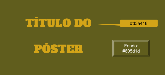Amósase un fondo liso de cor #605d1d e as letras de cor #d3a418