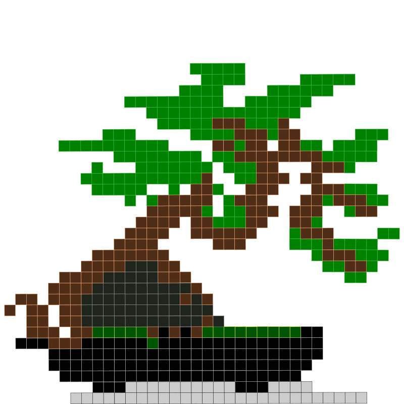 Bonsai con tarro feito por píxeles