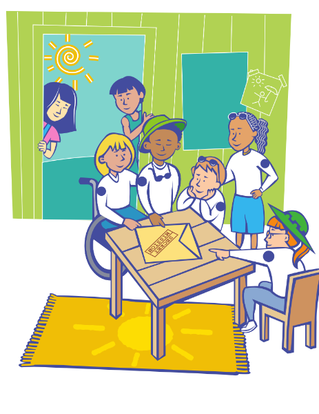 Grupo de alumnos e alumnas preparando un traballo