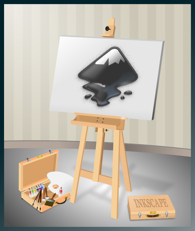 Trípode con Icona de Inkscape gota de tinta negra