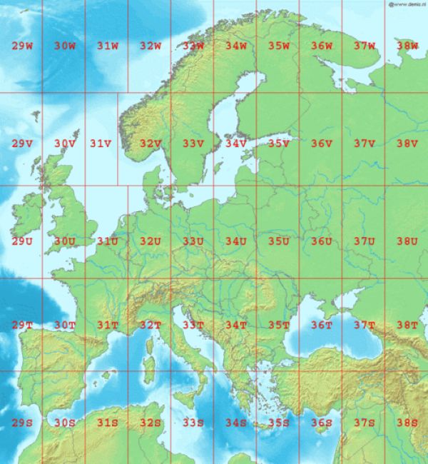 Cuadrícula mapa LA2-Europe-UTM-zonas