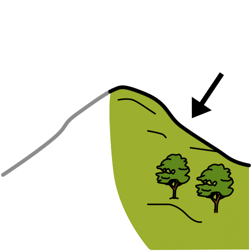 Montaña con la ladera señalada