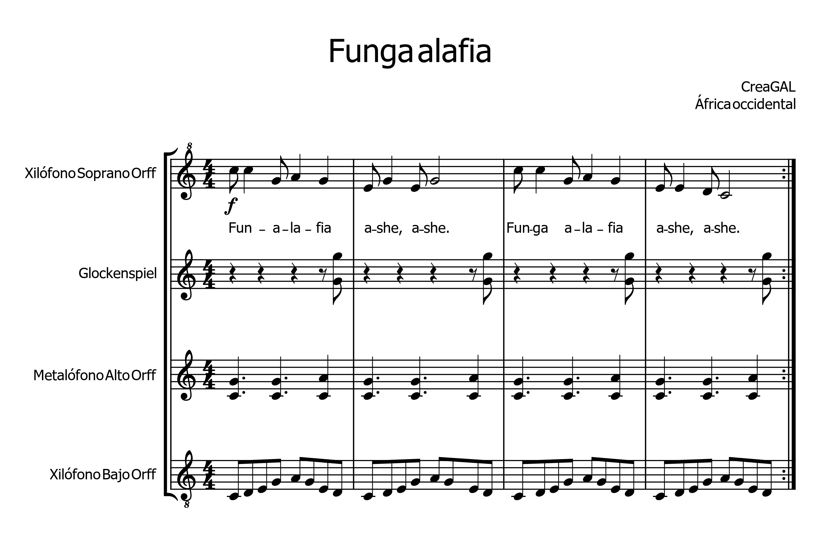 Arranxo de Funga alafia para catro voces