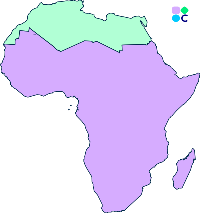 Mapa de África con dúas rexións