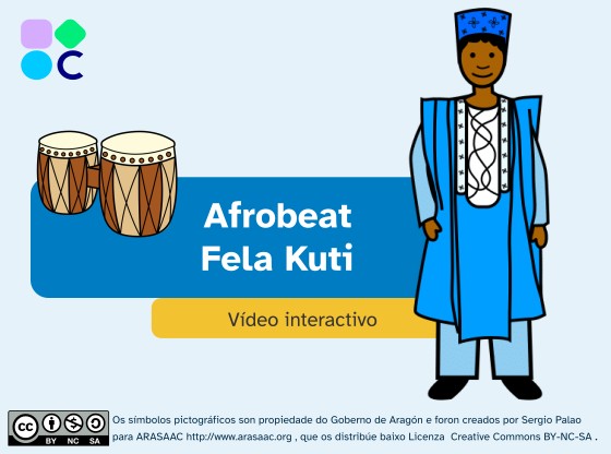 Portada vídeo Afrobeat. Hai uns bongós e unha cantante africano.