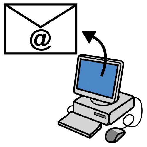 Ordenador enviando un correo electrónico
