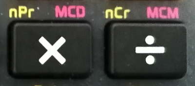 Imagen de las teclas de la calculadora para hallar nPr y nCr