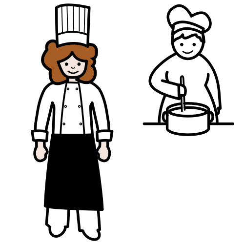 Cociñeira e cociñeiro