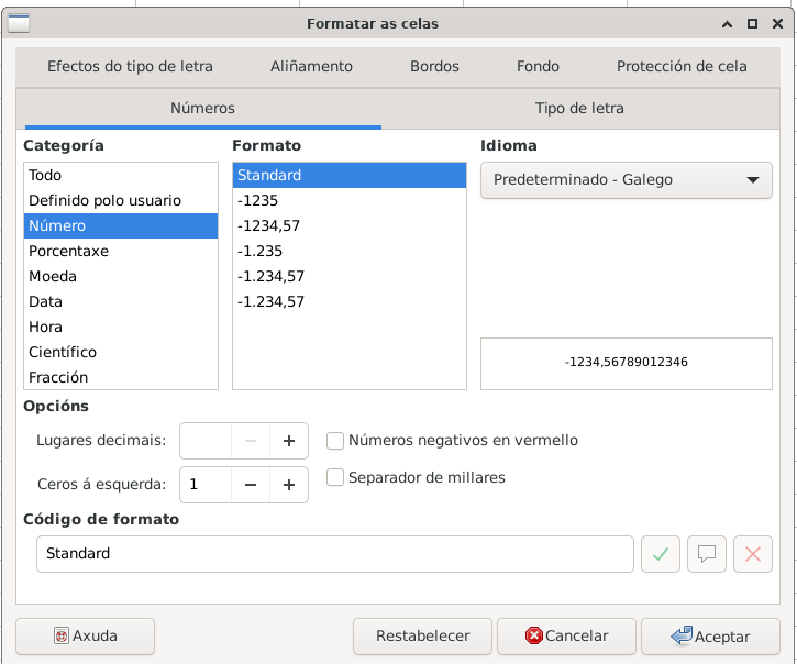 Imaxe do menú formato de celas - números
