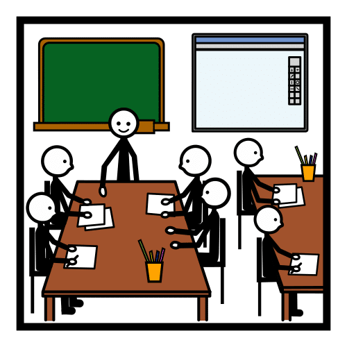 A imaxe representa a un grupo nunha clase