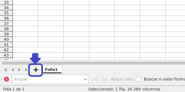 Captura de pantalla do navegador de follas de LibreOffice Calc
