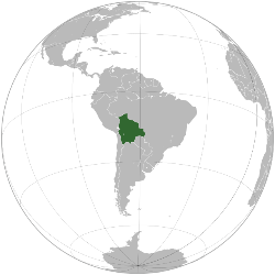 Amósase a localización xeográfica de Bolivia