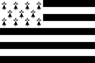 Amósase a bandeira da Bretaña que é de cores branca e negra