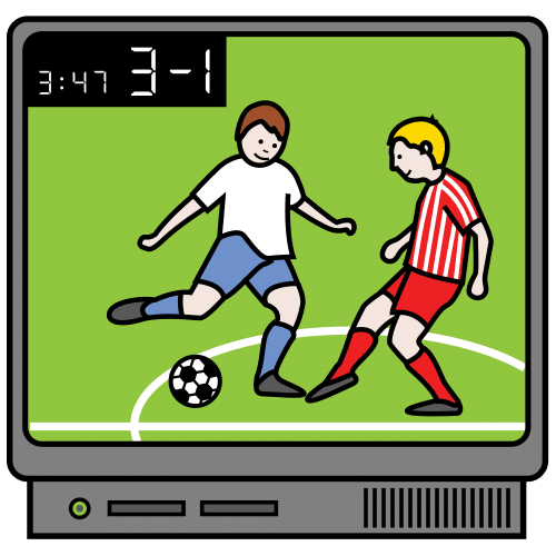 Pictograma que representa a dúas persoas xogando cunha pelota de fútbol