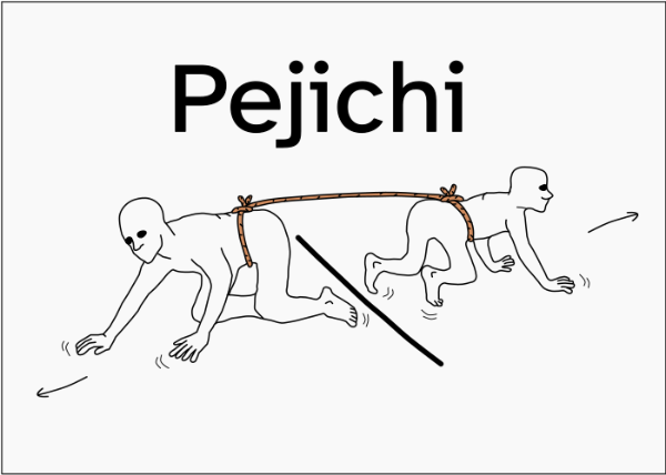 A imaxe amosa dúas persoas xogando ao Pejichi