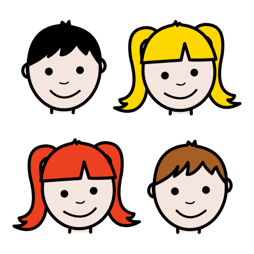 Representación da cara de catro estudantes