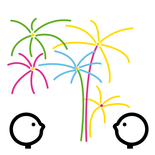 Persoas vendo fogos artificiais.