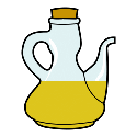 Aceitera de cristal con aceite.