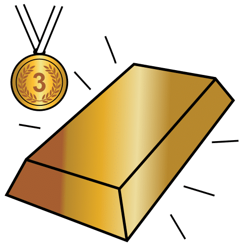 Lingote de bronce y medalla de bronce.