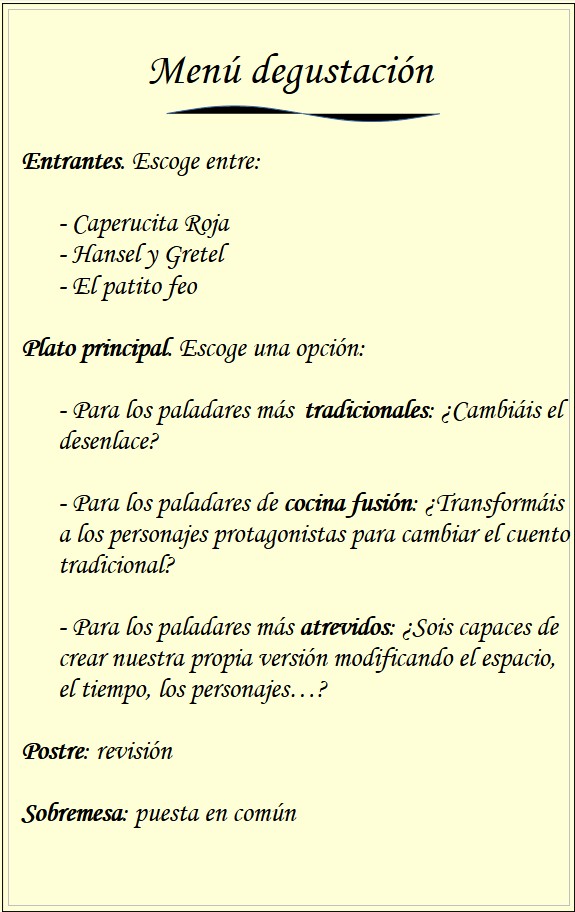 Imagen de un carta de menú de restaurante