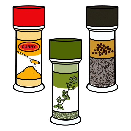 Distintos botes de especias para cocinar
