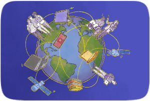 Imaxe que representa unhas persoas arredor do mundo intercomunicadas por ordenadores