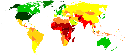 Mapa mundial de distribución da renda per cápita por países