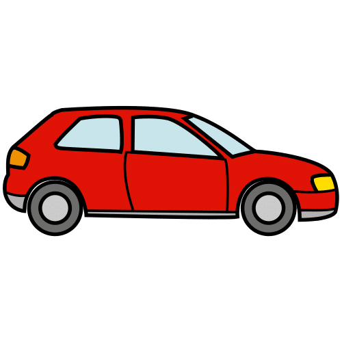 Pictograma de un coche rojo.