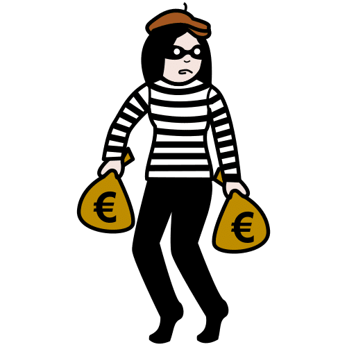 Ladrona con dos sacos de dinero