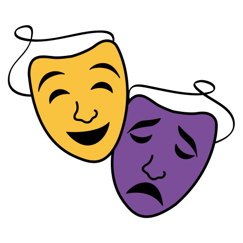 Dos máscaras de color amarillo y violeta.