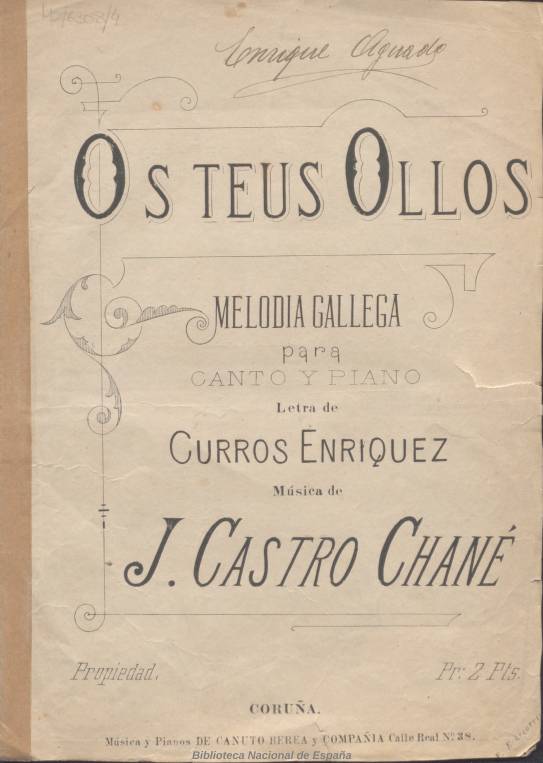 Portada partitura Os teus ollos