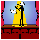 Persoa facendo unha interpretación musical nun teatro