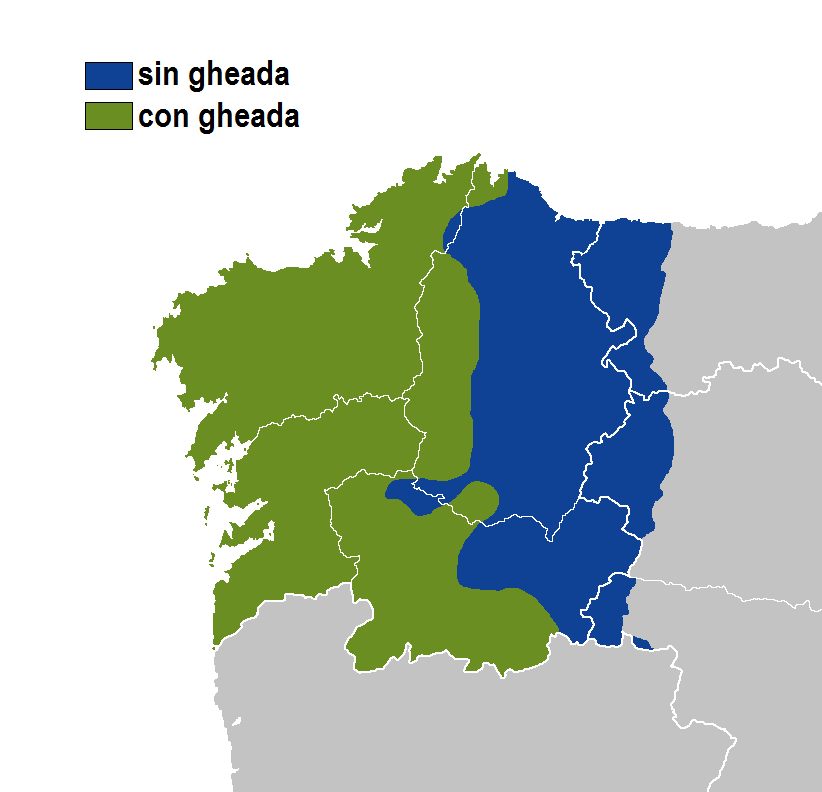 Áreas con gheada e sin gheada