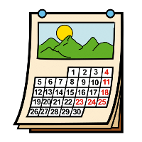 Pictograma que amosa un calendario de parede.