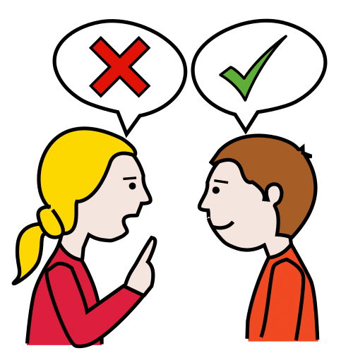 Pictograma de dúas persoas con opinións opostas.