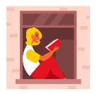 Mujer leyendo sentada en una ventana.