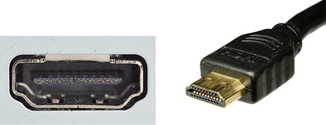 Porto e conector HDMI