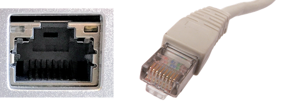 Porto e conector RJ-45