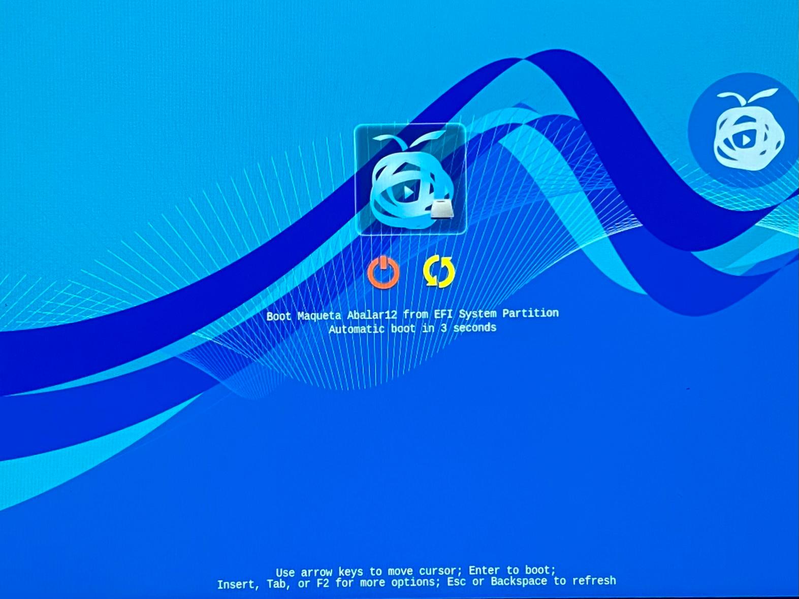 Pantalla do boot de maqueta Abalar 12