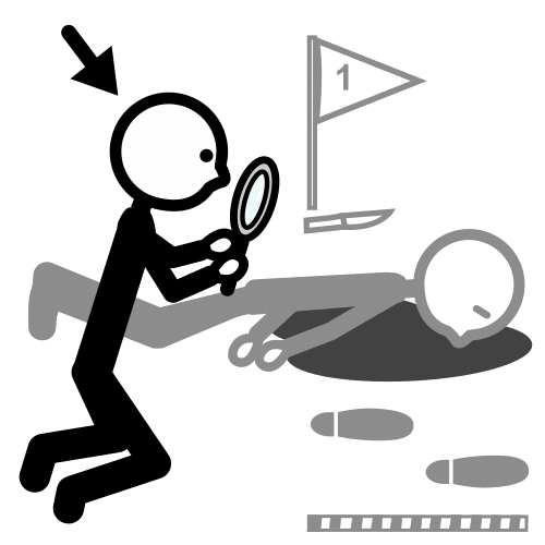 Imaxe da escena dun crime. Un investigador toma probas,