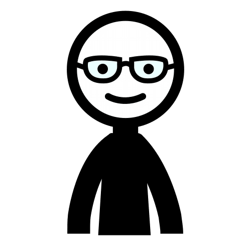 Pictograma de persoa con gafas de medio corpo