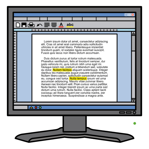 Pantalla dun ordenador cun documento de texto aberto
