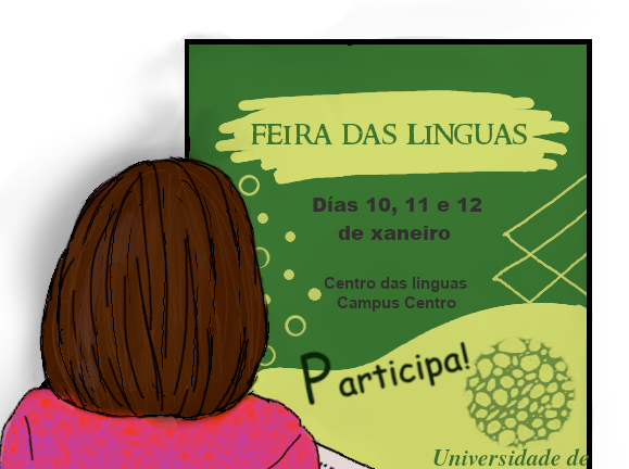Nena ollando un cartel