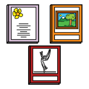 Pictograma de libros de poesía e arte.