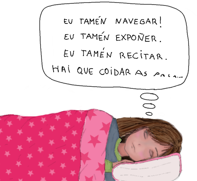 Nena deitada soñando (cREAgal).