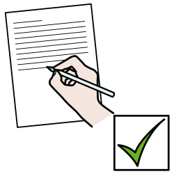 Pictograma onde se ve un documento no que se marca que é correcto