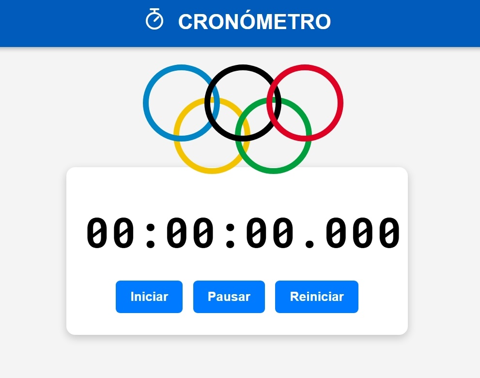Captura de pantalla do cronómetro olímpico creado para o breakout.