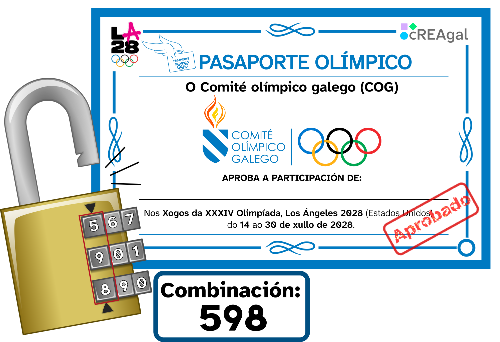 Imaxe dun cadeado aberto e o pasaporte olímpico.
