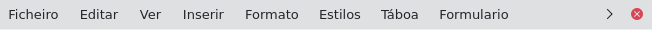 Captura de pantalla da barra de menú do LibreOffice Writer