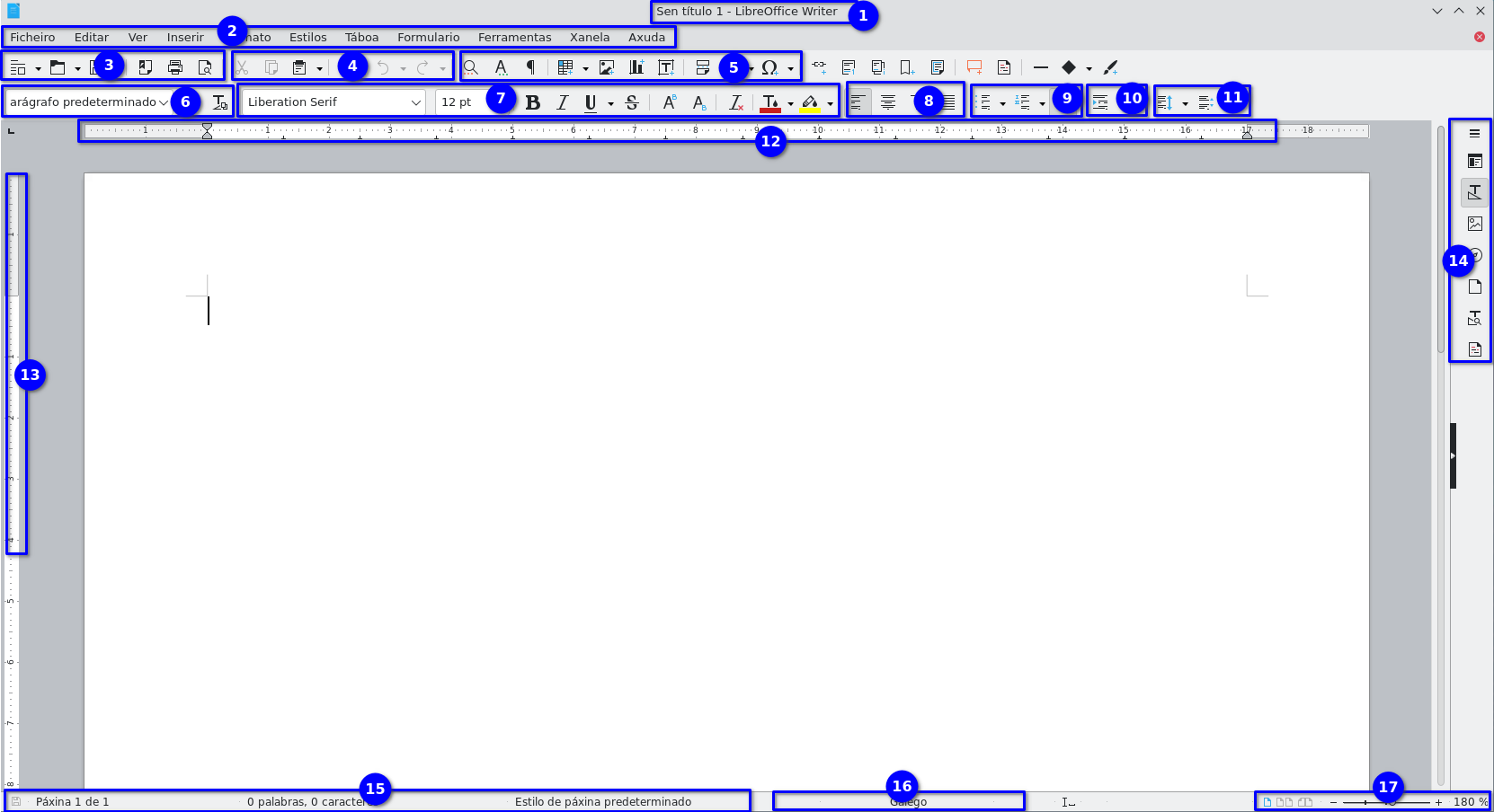 Pantalla de interface de LibreOffice Writer